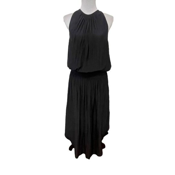 Ramy Brook Audrey Smocked Midi Dress Black Size Large - Picture 1 of 12
